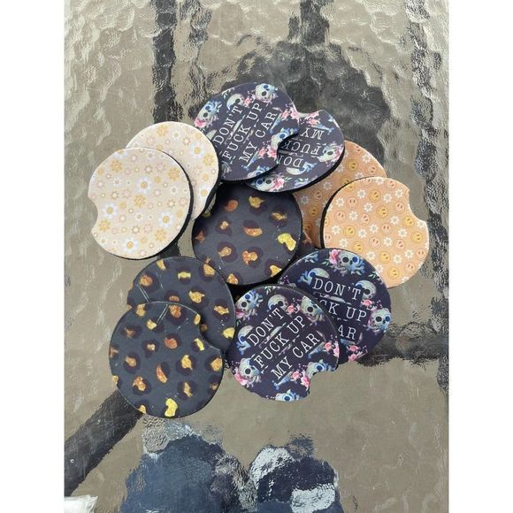 Blue Floral Car Coasters | Car Accessories | Car Coaster | Washable - Picture 6 of 6